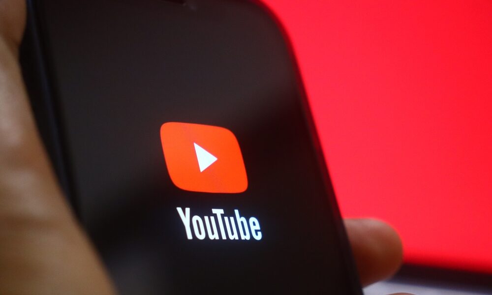 smartphone with youtube logo